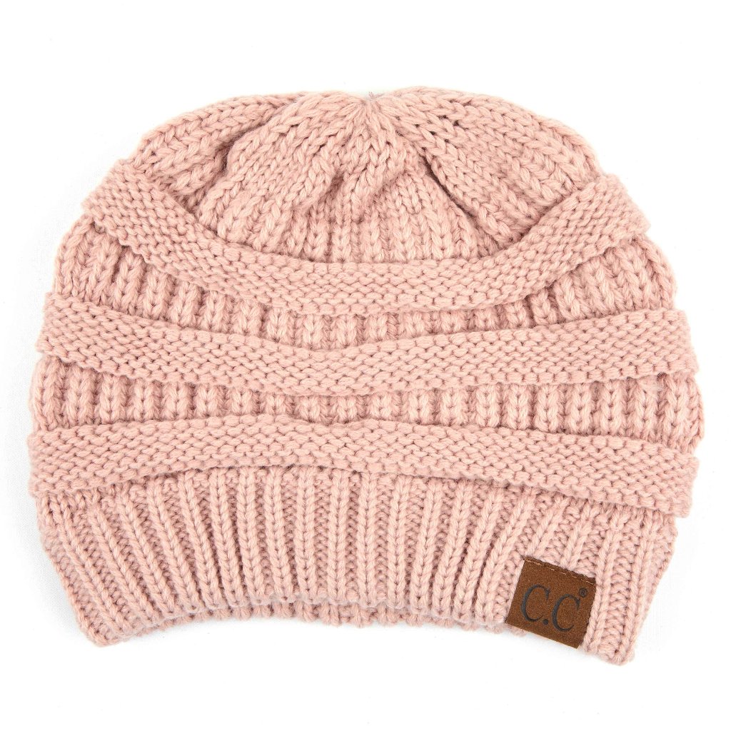 C.C Knitted Fuzzy Lining Interior Thick Beanie Hat